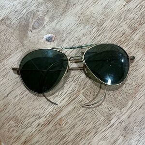 Vintage WW2 Aviator Sunglasses Green Lenses Metal Frame Pre-Ray Ban Glasses AO
